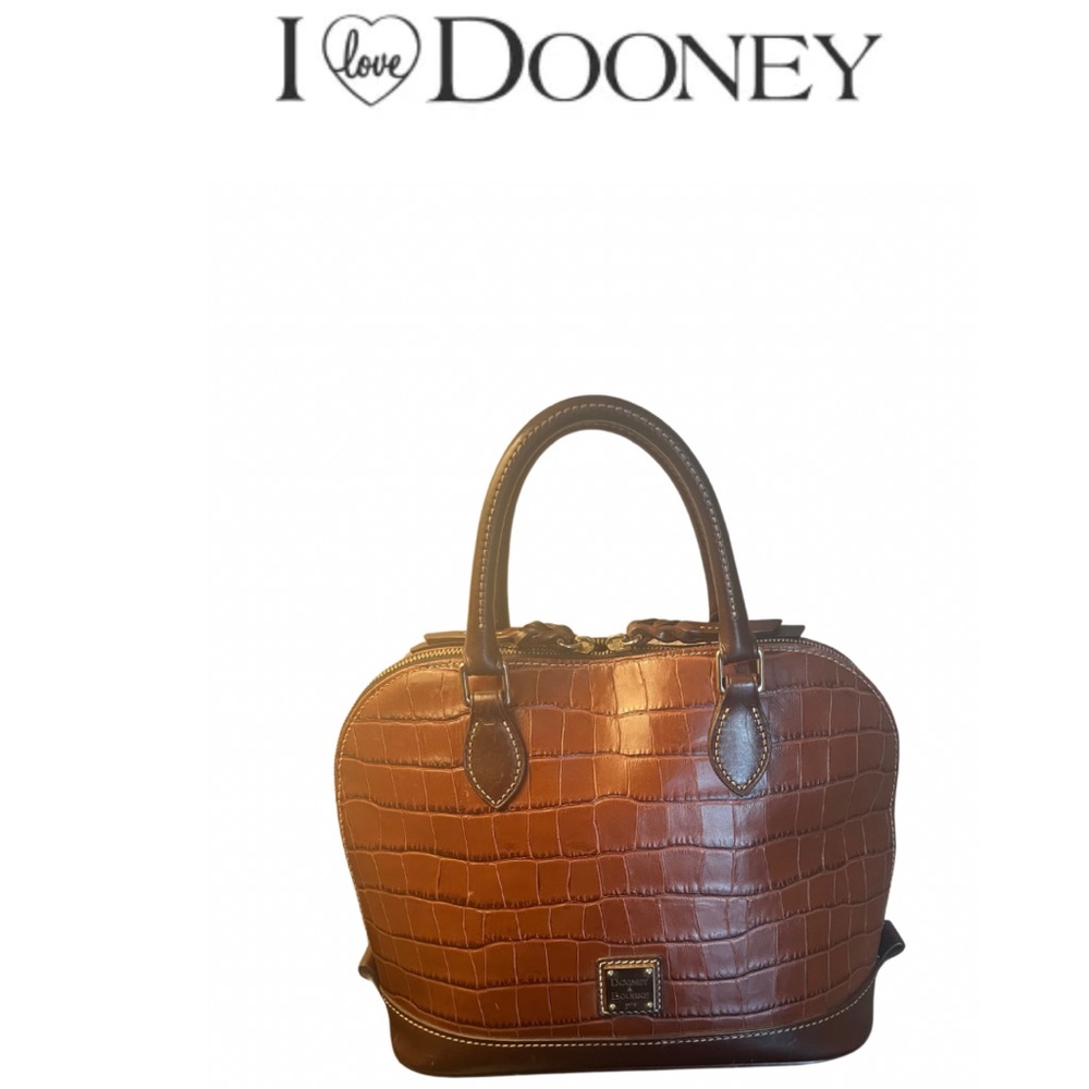 Dooney & Bourke EUC Croco Embossed Cognac Brown Handbag